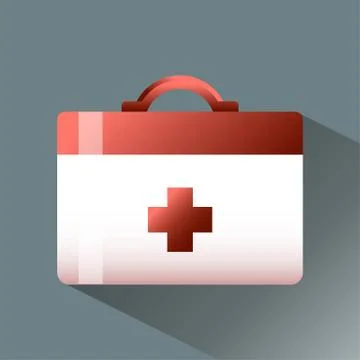 First aid kit icon flat style isolated on a colored background. EPS 10 vector Stock Illustration