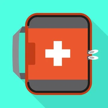 First aid kit icon, flat style Stock Illustration