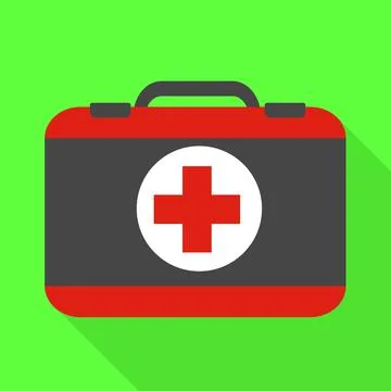 First aid kit icon, flat style Stock Illustration