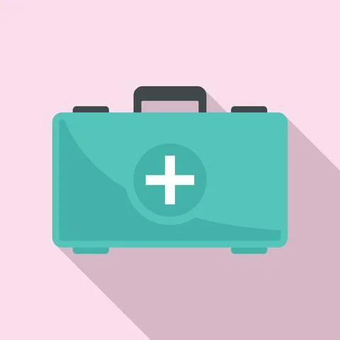 First aid kit icon, flat style Stock Illustration
