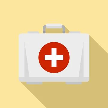 First aid kit icon, flat style Illustrazione stock