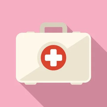 First aid kit icon flat vector. Family health Stock Illustration