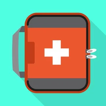First aid kit icon, flat style Stock Illustration