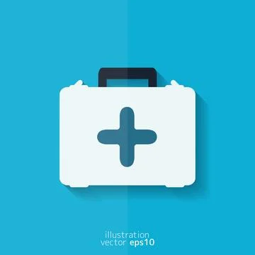 First aid kit icon. Flat design. Illustrazione stock