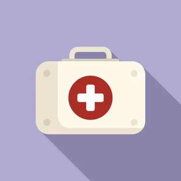 First aid kit icon flat vector. Medicinal provider Stock Illustration