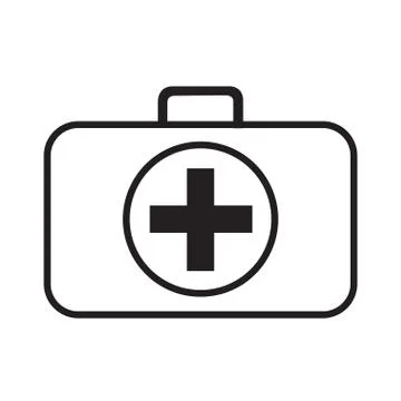 First aid kit icon line vector isolated on white Stock Illustration