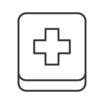 First aid kit icon in line design. first aid kit, emergency box on white Stock-Illustration