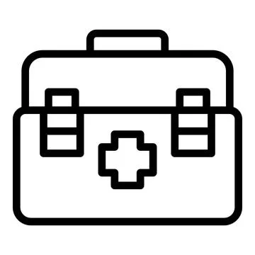 First aid kit icon outline vector. Emergency case Stock Illustration