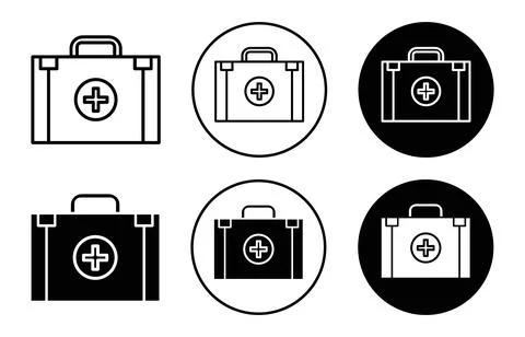 First aid kit icon Outline flat Icon Illustrazione stock