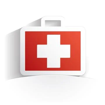 First aid kit icon paper Stock Illustration