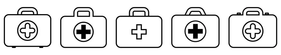 First Aid Kit Icon Set Stock Illustration