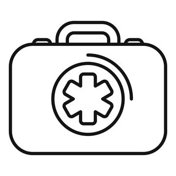 First aid kit icon showing medical help and healthcare Ilustración de archivo