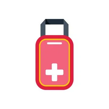 First aid kit icon showing medical equipment for emergencies Stock Illustration