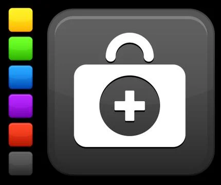 First aid kit icon on square internet button Illustrazione stock