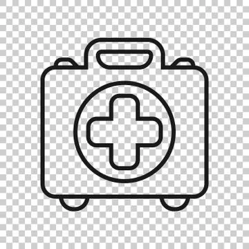 First aid kit icon in transparent style. Health, help and medical diagnostics Illustrazione stock