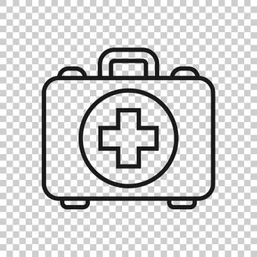 First aid kit icon in transparent style. Health, help and medical diagnostics Illustrazione stock