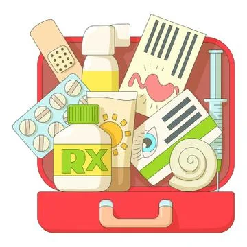 First aid kit icons set, flat style Stock Illustration