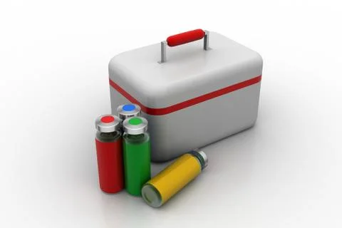 First aid kit with injection bottle Free Stock Illustration