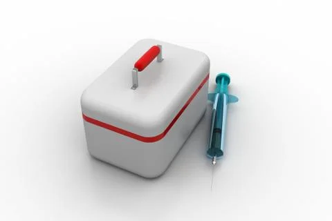 First aid kit with injection bottle Free Stock Illustration