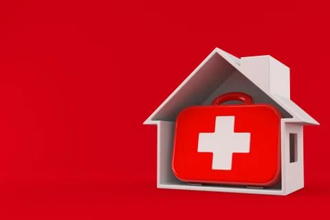 First aid kit inside house cross-section Stock Illustration