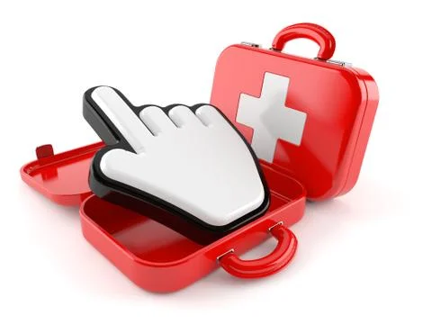 First aid kit with internet cursor Stock Illustration