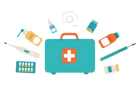 First aid kit isolated on white background. The concept of health, care and Stock Illustration