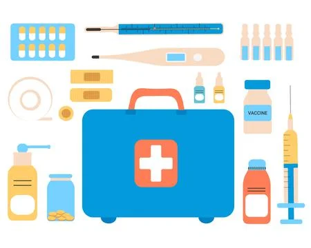 First aid kit isolated on white background. The concept of health, care and Stock Illustration