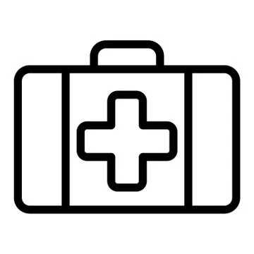First aid kit line icon. Medical case vector illustration isolated on white Illustrazione stock