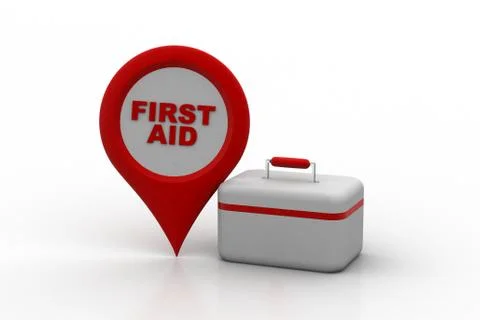 First aid kit with map locator Free Stock Illustration