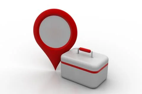 First aid kit with map locator Free Stock Illustration