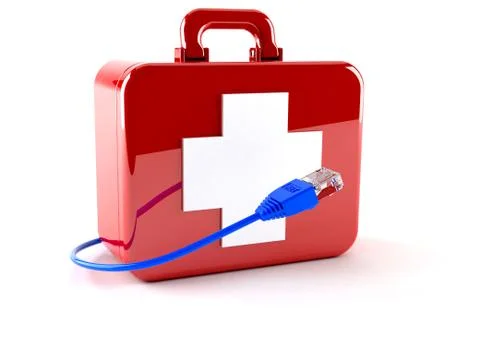 First aid kit with network cable Stock Illustration