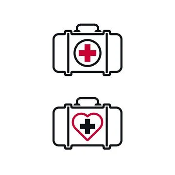 First Aid Kit Outline Icon Set Ilustración de archivo