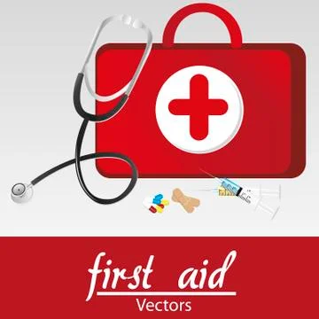 First aid kit over withe bakcground, vector illustration Stock Illustration