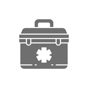 First aid kit, paramedic bag grey icon. Stock Illustration