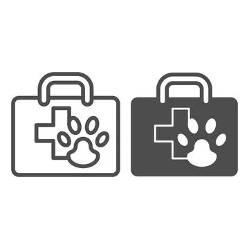 First aid kit for pet line and solid icon, animal hospital concept, animal Stock Illustration