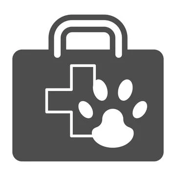 First aid kit for pet solid icon, animal hospital concept, animal clinic box Stockillustratie