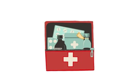 First aid kit with pills animation. Stock Footage 320239219
