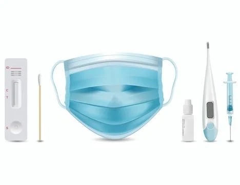 First aid kit for the prevention and treatment of respiratory viral infection Stock Illustration