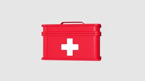 First Aid Kit Rotating on a Transparent Background. Seamless Loop. Medical. 4K Video stock 289011973
