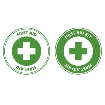 First aid kit round signs isolated on a white background 스톡 일러스트