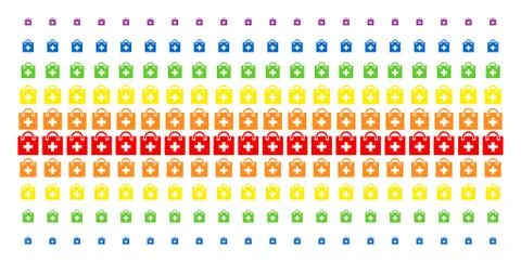 First Aid Kit Shape Halftone Spectral Effect Stock Illustration
