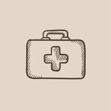 First aid kit sketch icon Stock Illustration