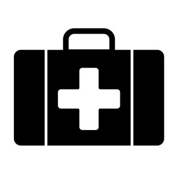 First aid kit solid icon. Medical case vector illustration isolated on white Stock Illustration