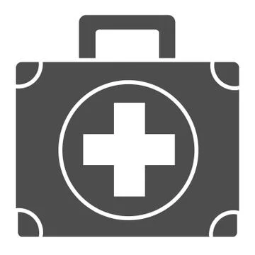 First aid kit solid icon. Medical bag, ambulance case symbol, glyph style イラスト素材