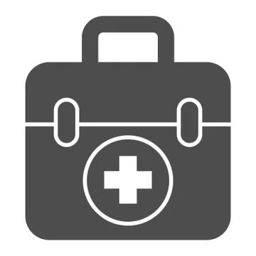 First aid kit solid icon, Medical concept, Medical Kit sign on white background Illustrazione stock