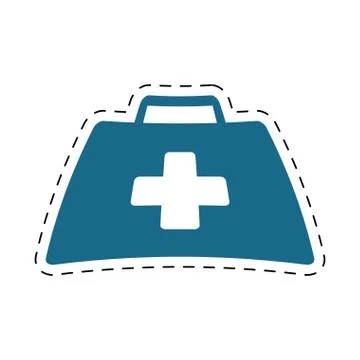 First aid kit suitcase emergency clinic cut line Illustrazione stock