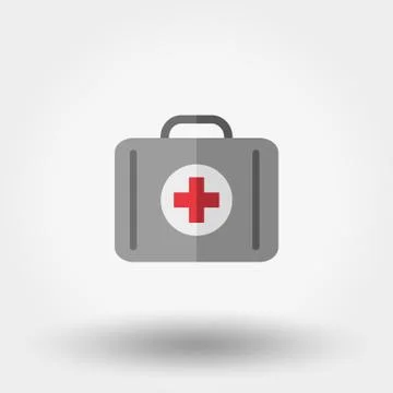 First aid kit. Suitcase first aid. Icon Stock Illustration