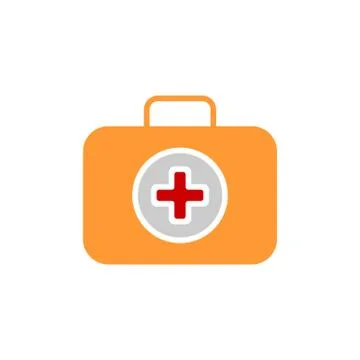 First Aid Kit Symbol and Medical Services Icon. Flat Design. Isolated. Stock Illustration