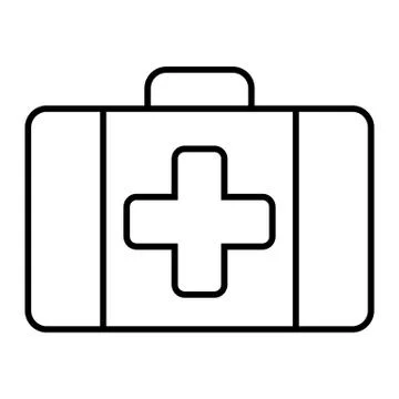 First aid kit thin line icon. Medical case vector illustration isolated on white Stock Illustration