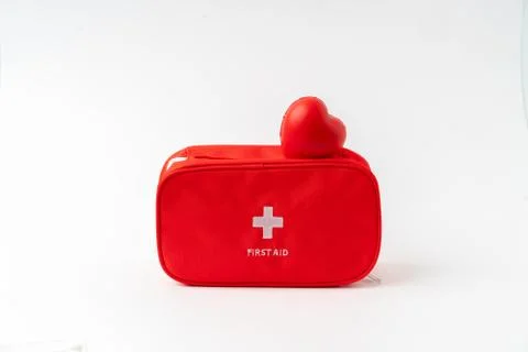 First aid kit from the top view in studio Stock Photos